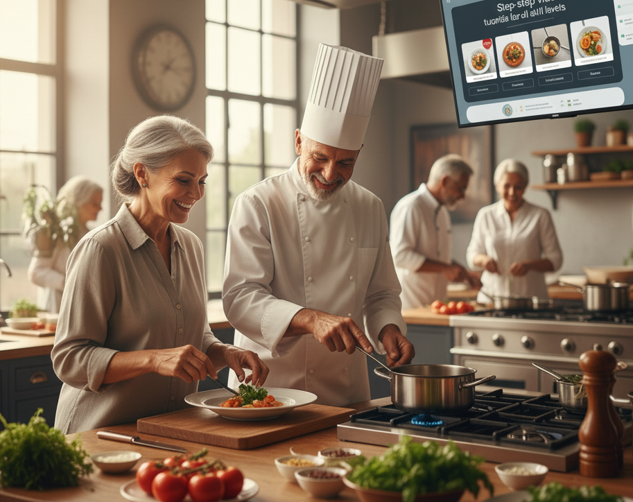Senior Chef Learning Cooking Skills